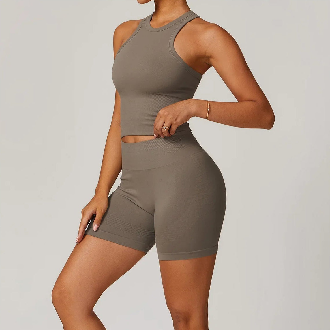 Ensemble Beige cycliste / débardeur Pilates, Yoga