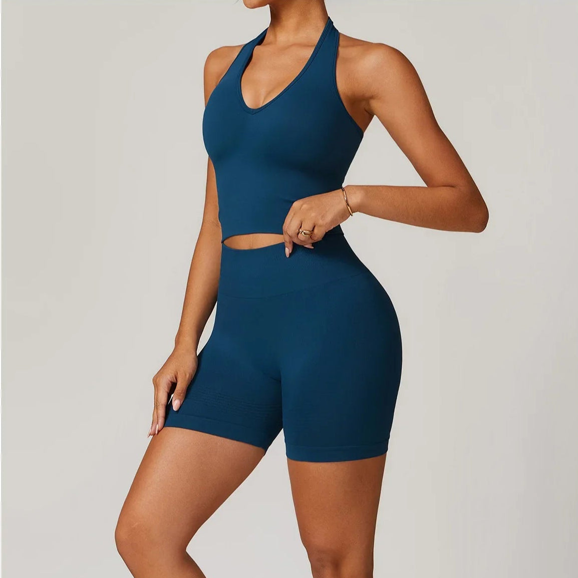 Ensemble Bleu cycliste / débardeur Pilates, Yoga