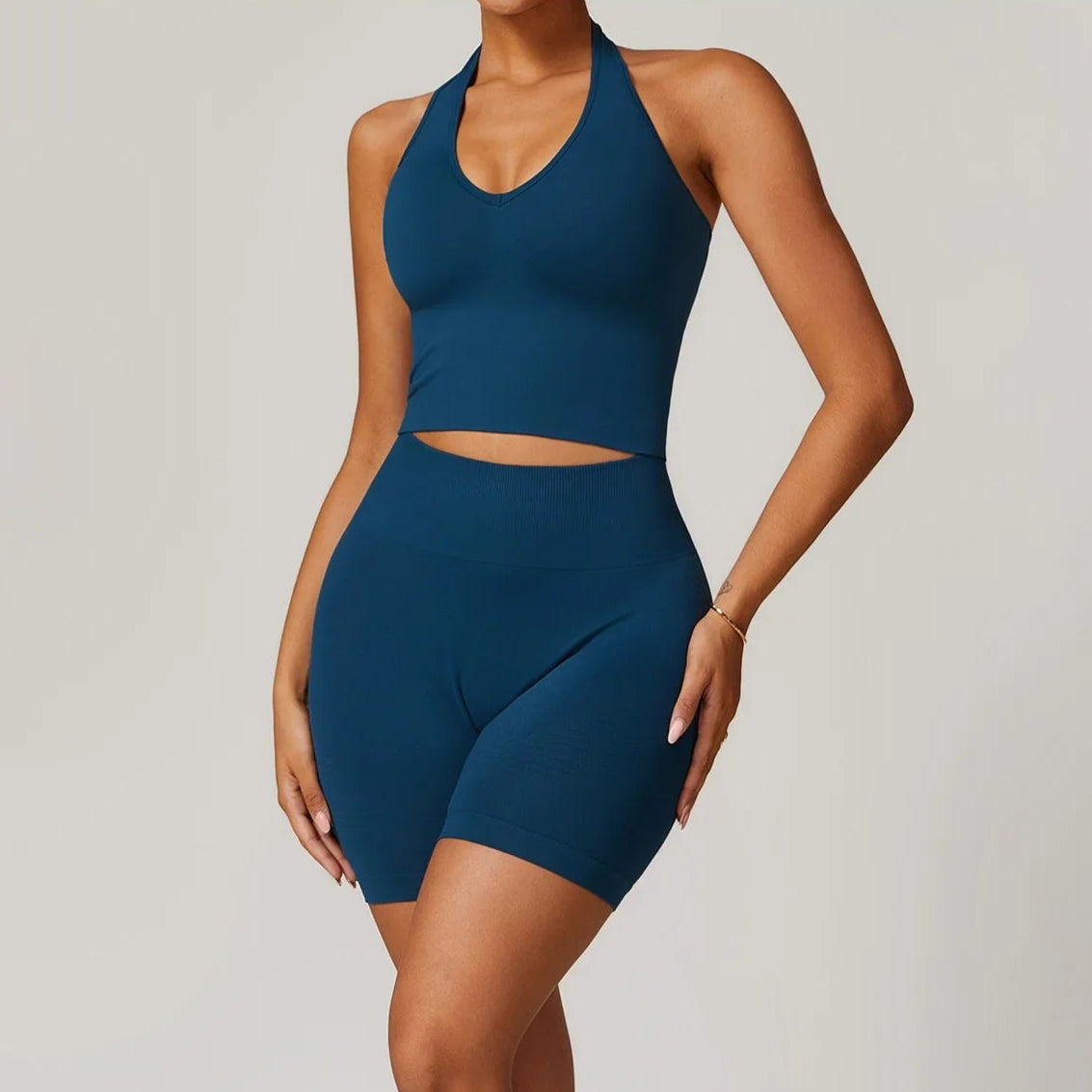 Ensemble Bleu cycliste / débardeur Pilates, Yoga