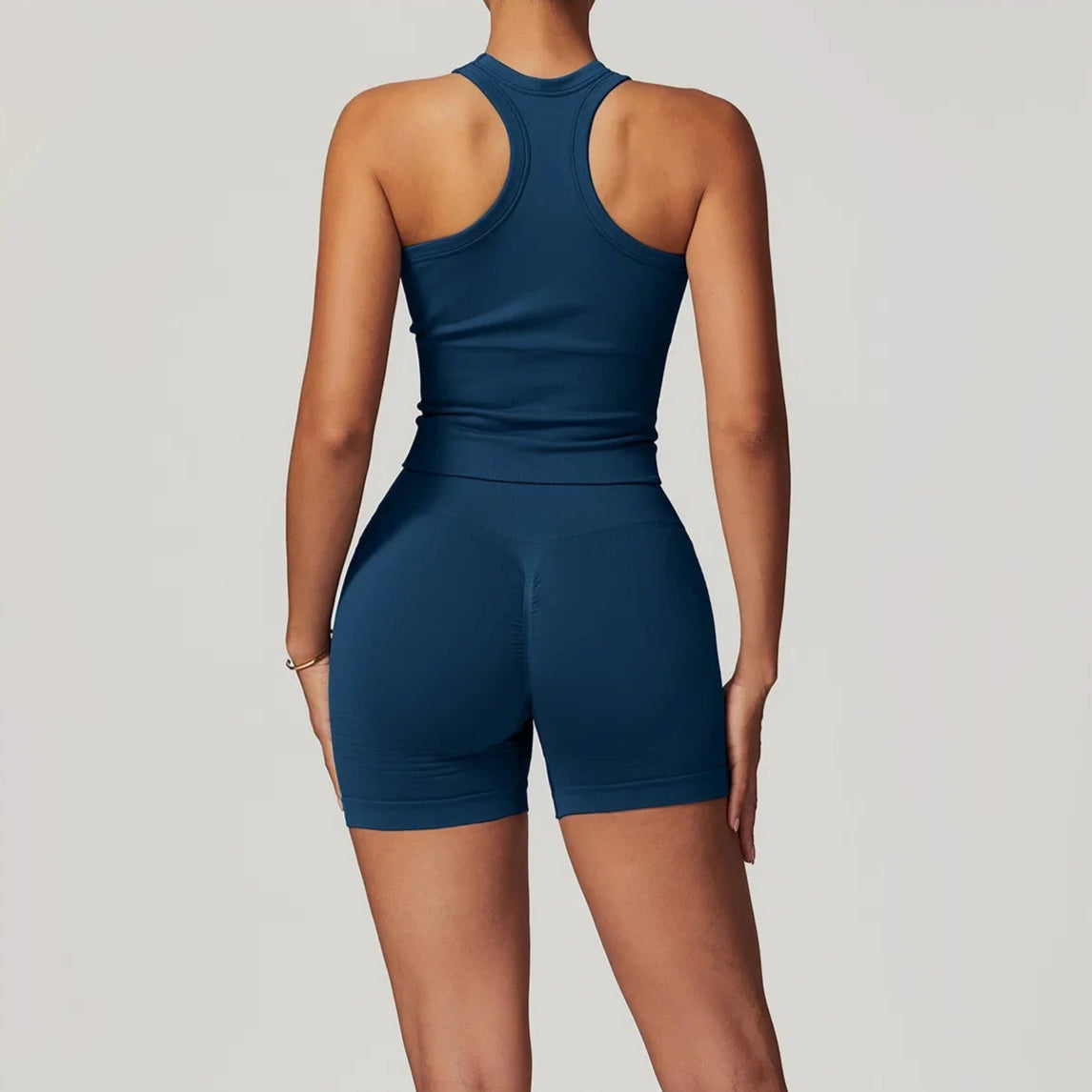 Ensemble Bleu cycliste / débardeur Pilates, Yoga